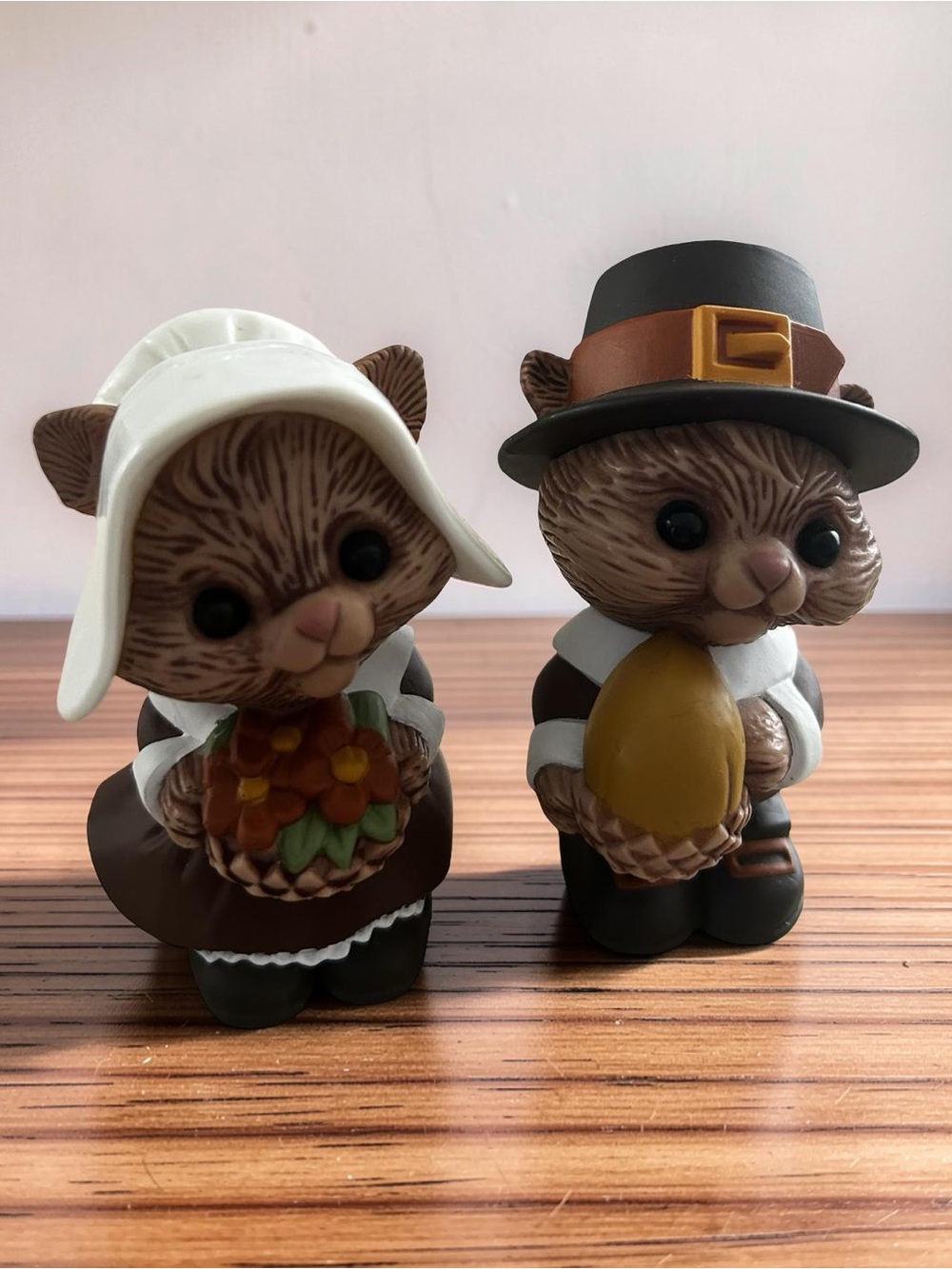 Vintage Hallmark Pilgrim Chipmunk Salt and Pepper Pair - Collectible